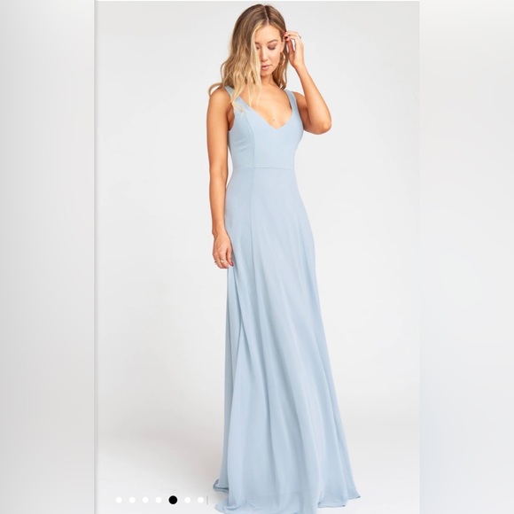 Show Me Your Mumu Jenn Maxi Dress ~ Steel Blue Chiffon - Picture 1 of 6